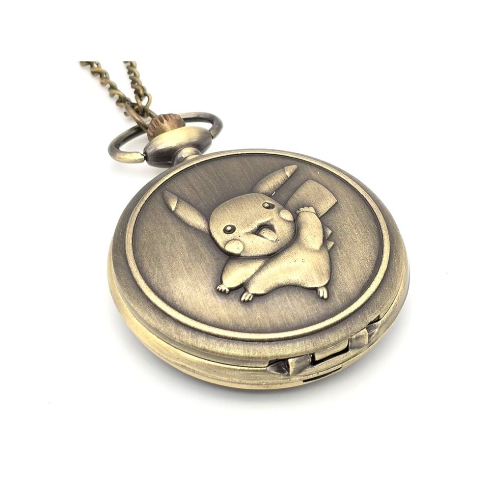 Pikachu Pokemon Pocket Watch - Yellow Lightning Thunderbolt Vintage Look Gift - Picture 5 of 10